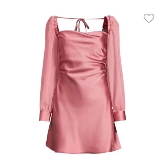 WeWoreWhat Pink Long Sleeve Silky Cowl Neck Mini Dress Homecoming Size 0 - Picture 4 of 11
